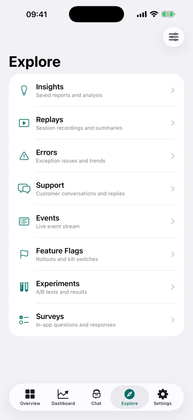 Hogly Explore with events, feature flags, errors, experiments, replays, surveys, and PostHog AI